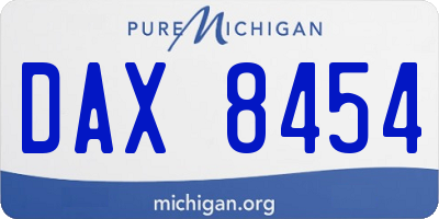 MI license plate DAX8454
