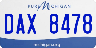 MI license plate DAX8478