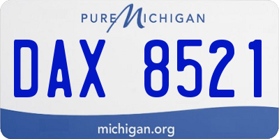 MI license plate DAX8521
