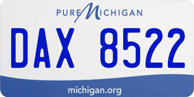 MI license plate DAX8522