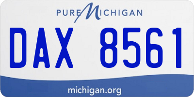MI license plate DAX8561
