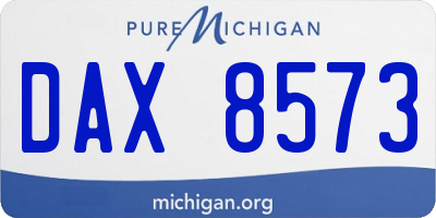 MI license plate DAX8573