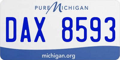 MI license plate DAX8593