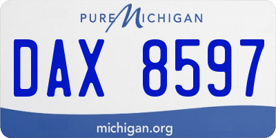 MI license plate DAX8597