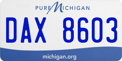 MI license plate DAX8603