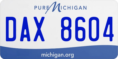 MI license plate DAX8604