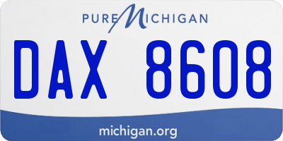 MI license plate DAX8608