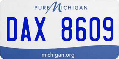 MI license plate DAX8609