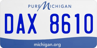 MI license plate DAX8610