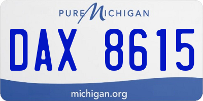MI license plate DAX8615
