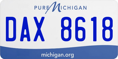 MI license plate DAX8618