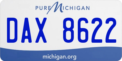 MI license plate DAX8622