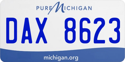 MI license plate DAX8623