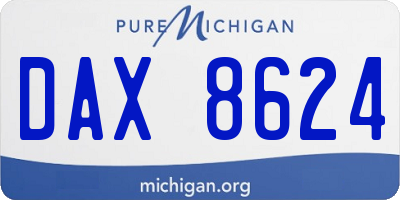 MI license plate DAX8624