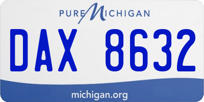 MI license plate DAX8632