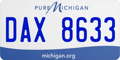 MI license plate DAX8633
