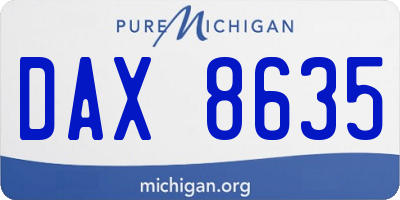 MI license plate DAX8635