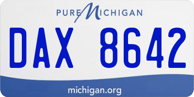 MI license plate DAX8642