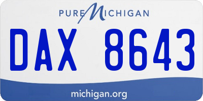 MI license plate DAX8643