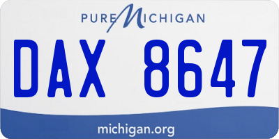 MI license plate DAX8647