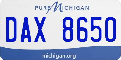 MI license plate DAX8650