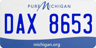 MI license plate DAX8653