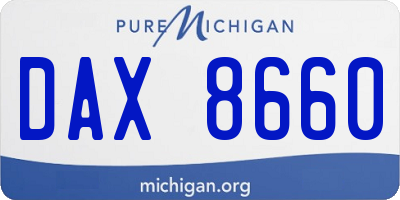 MI license plate DAX8660