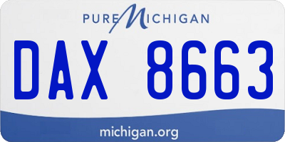 MI license plate DAX8663