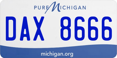 MI license plate DAX8666
