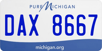 MI license plate DAX8667