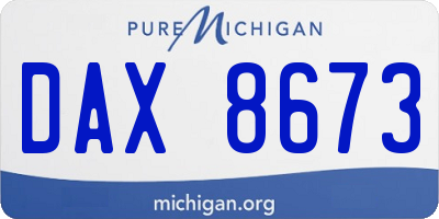 MI license plate DAX8673