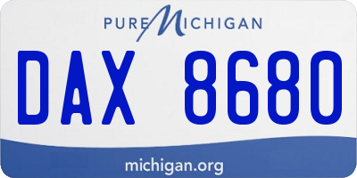 MI license plate DAX8680