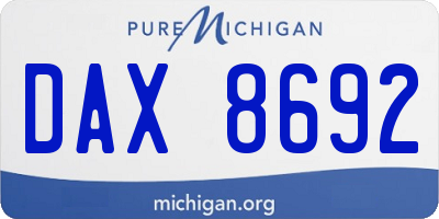 MI license plate DAX8692