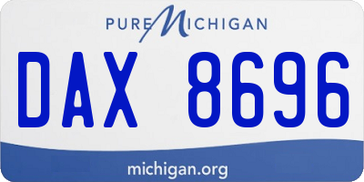 MI license plate DAX8696