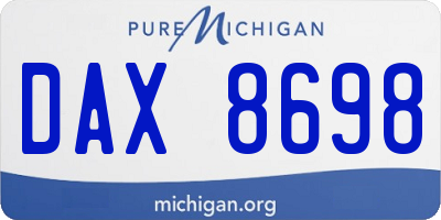 MI license plate DAX8698