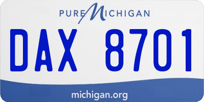 MI license plate DAX8701