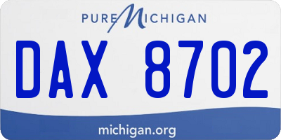 MI license plate DAX8702