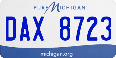 MI license plate DAX8723