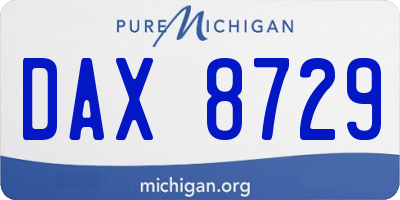 MI license plate DAX8729