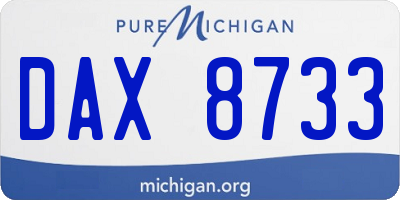 MI license plate DAX8733