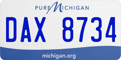 MI license plate DAX8734