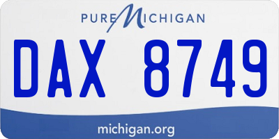 MI license plate DAX8749