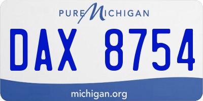 MI license plate DAX8754