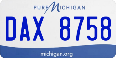 MI license plate DAX8758
