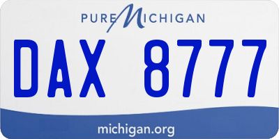 MI license plate DAX8777