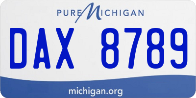 MI license plate DAX8789