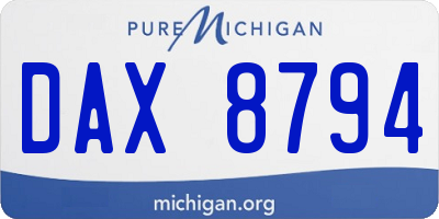 MI license plate DAX8794
