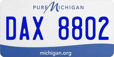 MI license plate DAX8802