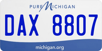 MI license plate DAX8807