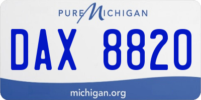 MI license plate DAX8820